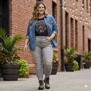 NWT Torrid Bombshell Skinny Jeans 22 Gray Distressed‎ High Rise Soft Stretch